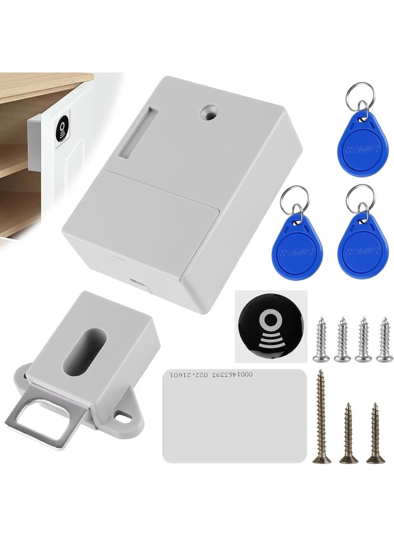 قفل إلكتروني غير مرئي للخزائن - قفل ذكي مزود ببطاقة RFID و3 سلاسل مفاتيح، تركيب بدون حفر للخزائن، والساونا، والمكاتب، والمكتبات، والخزائن الآمنة - Image 1